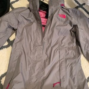 Women’s Gray/Pink North Face Rain Jacket